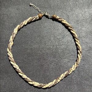 57.  Twisted Wood Beaded Necklace with Extender